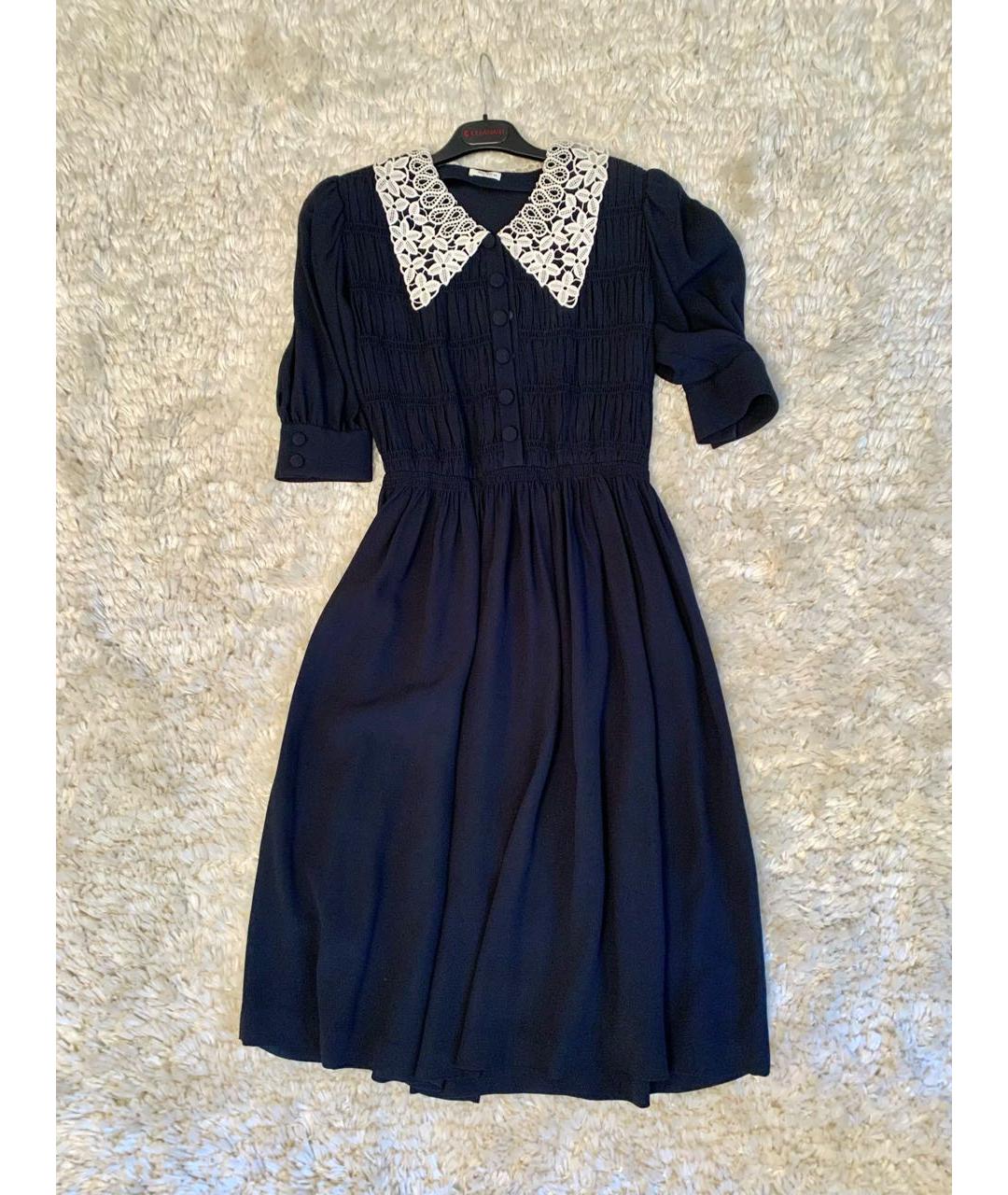 MIU MIU Темно-синее ацетатное повседневное платье, фото 6