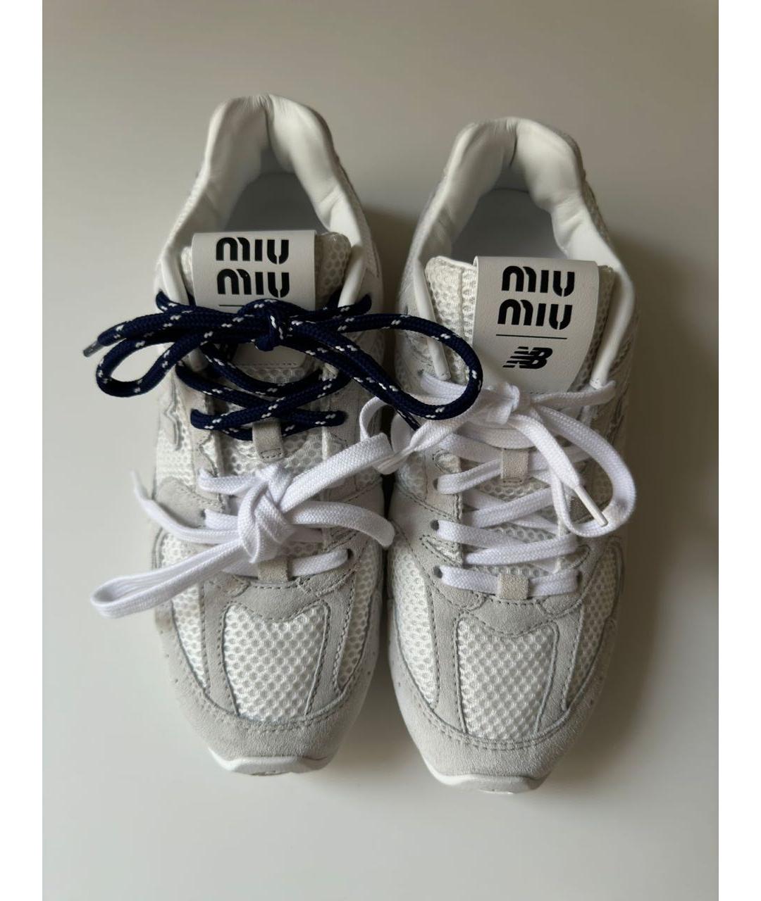 MIU MIU Белые кожаные кроссовки, фото 2