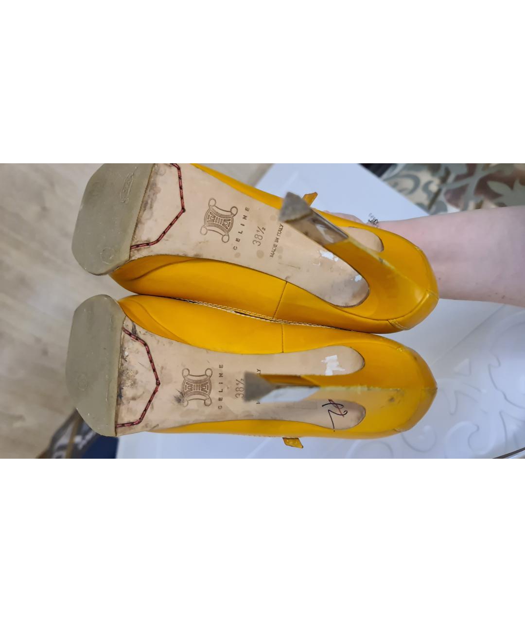CELINE PRE-OWNED Желтые кожаные туфли, фото 5