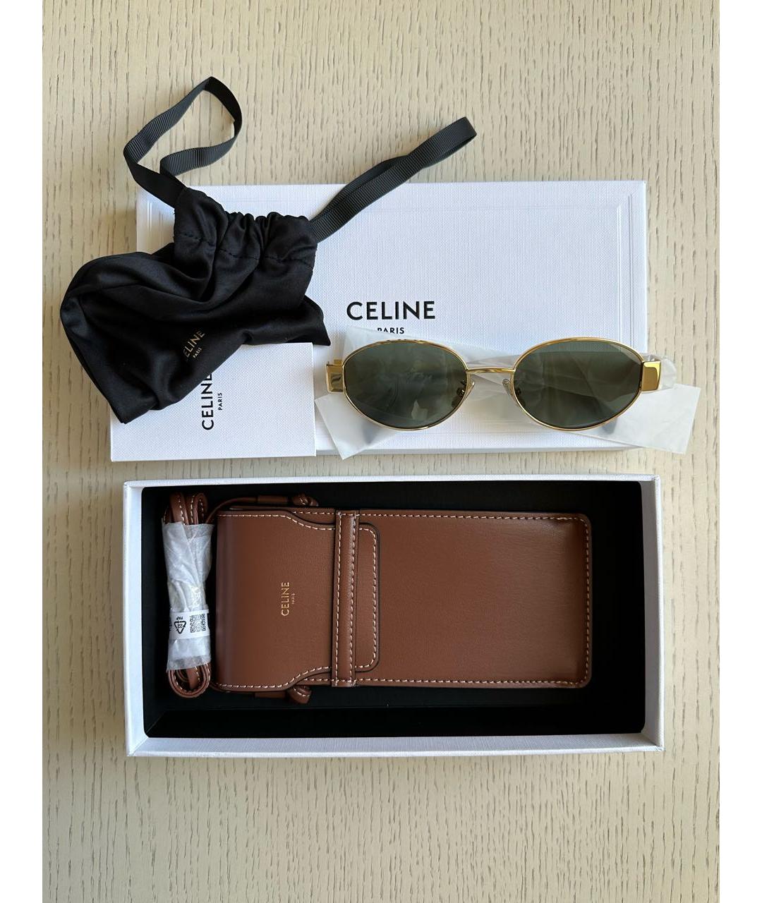 CELINE PRE-OWNED Золотые металлические солнцезащитные очки, фото 2