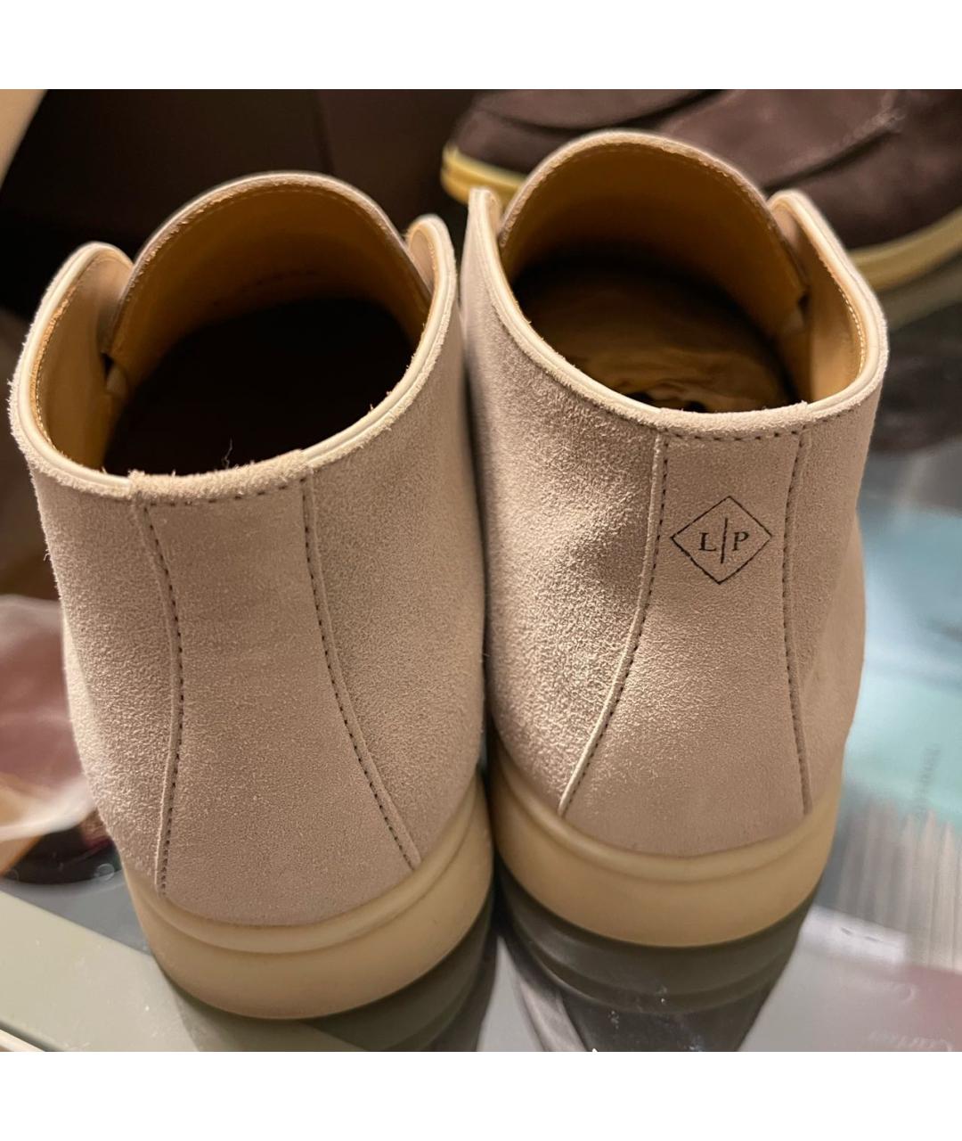 LORO PIANA Бежевые замшевые ботинки, фото 4