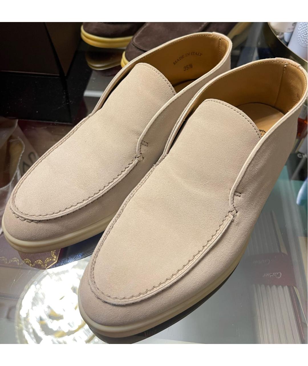 LORO PIANA Бежевые замшевые ботинки, фото 2