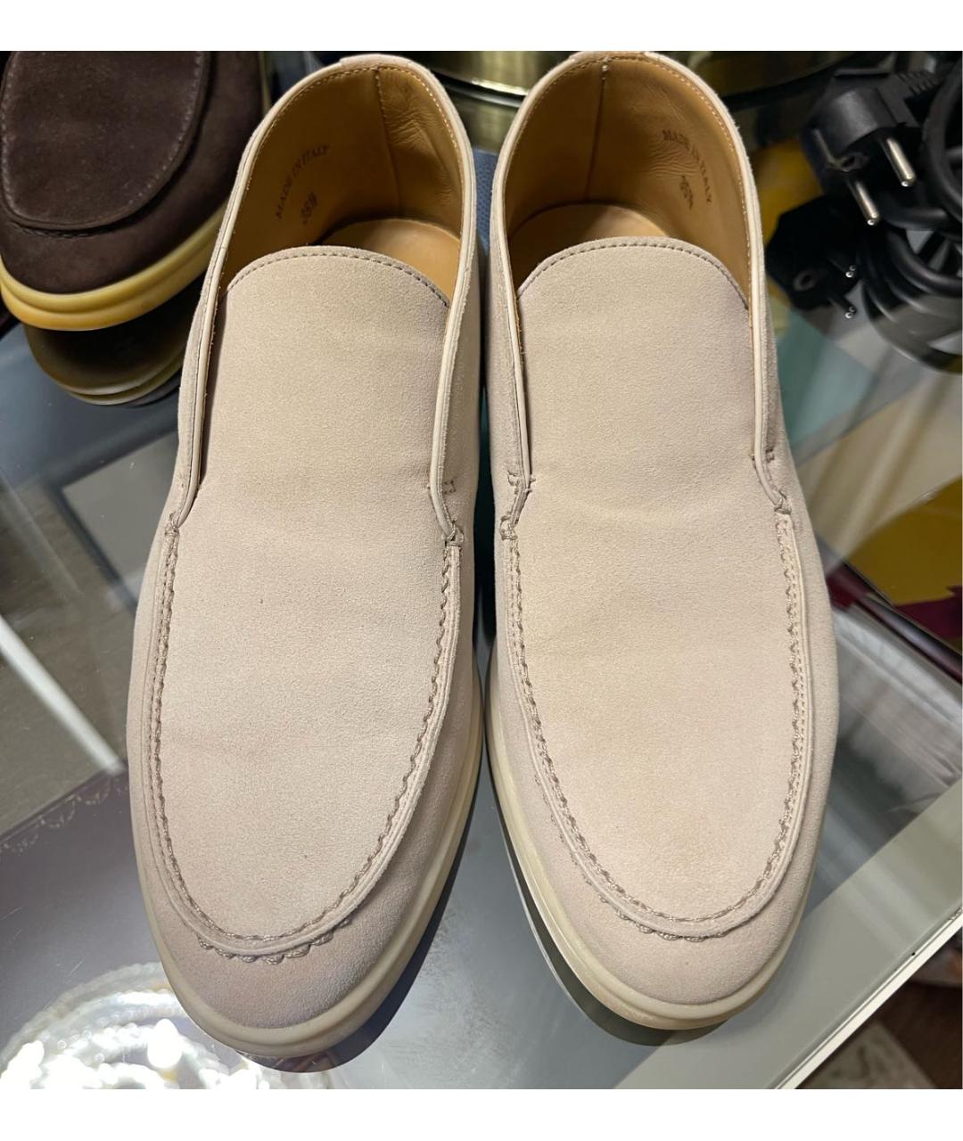 LORO PIANA Бежевые замшевые ботинки, фото 3