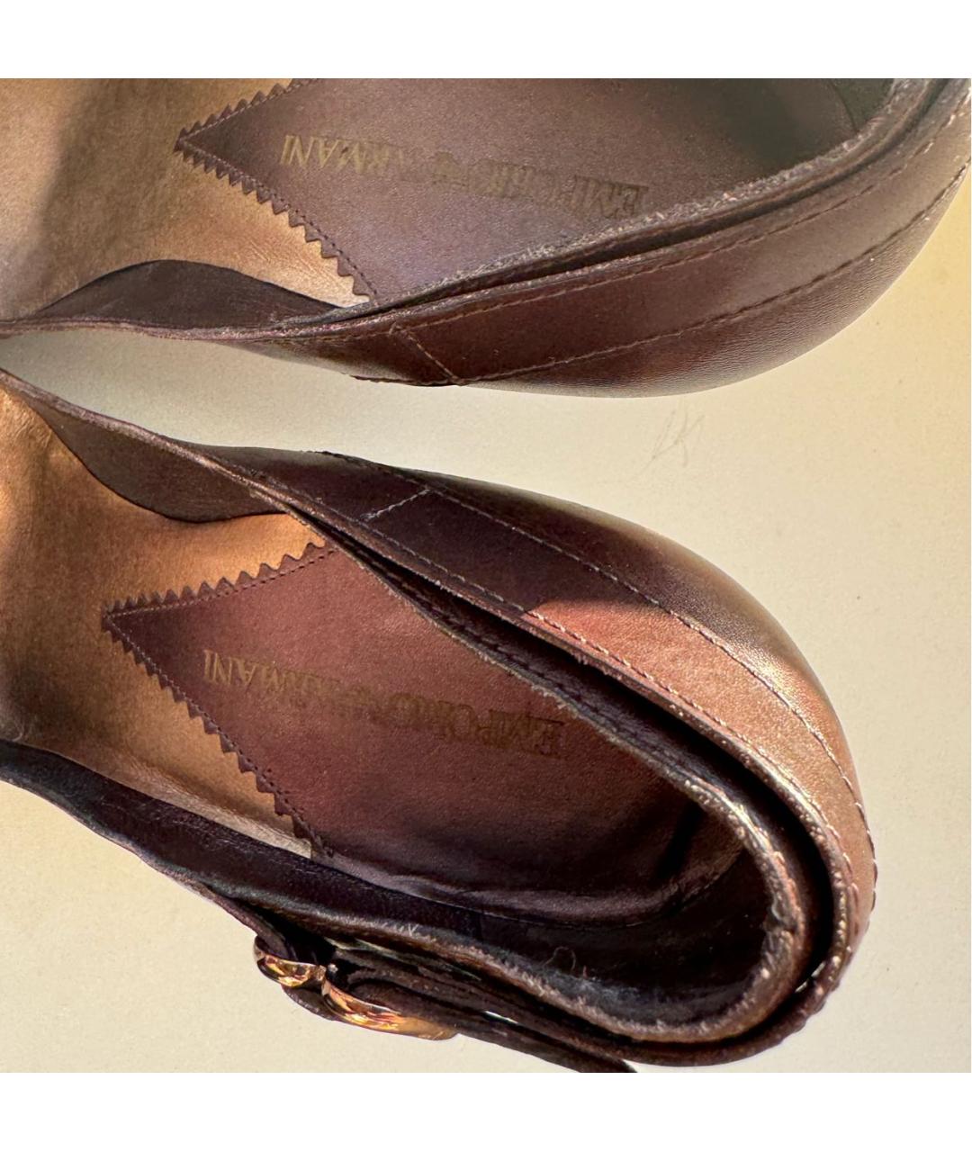 EMPORIO ARMANI Коричневые кожаные туфли, фото 6