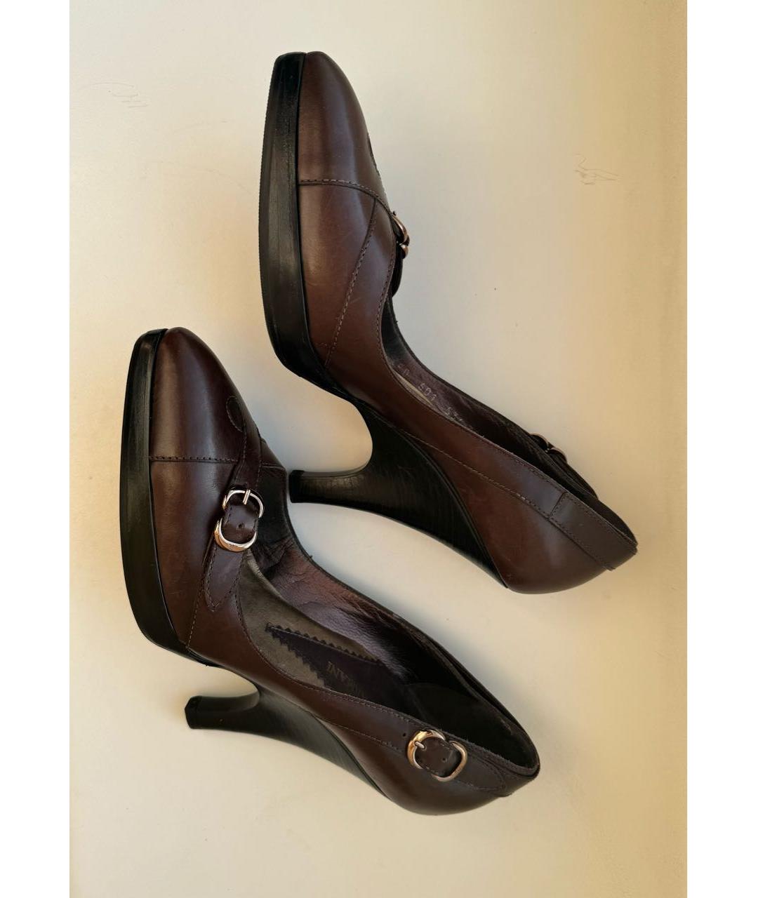EMPORIO ARMANI Коричневые кожаные туфли, фото 2