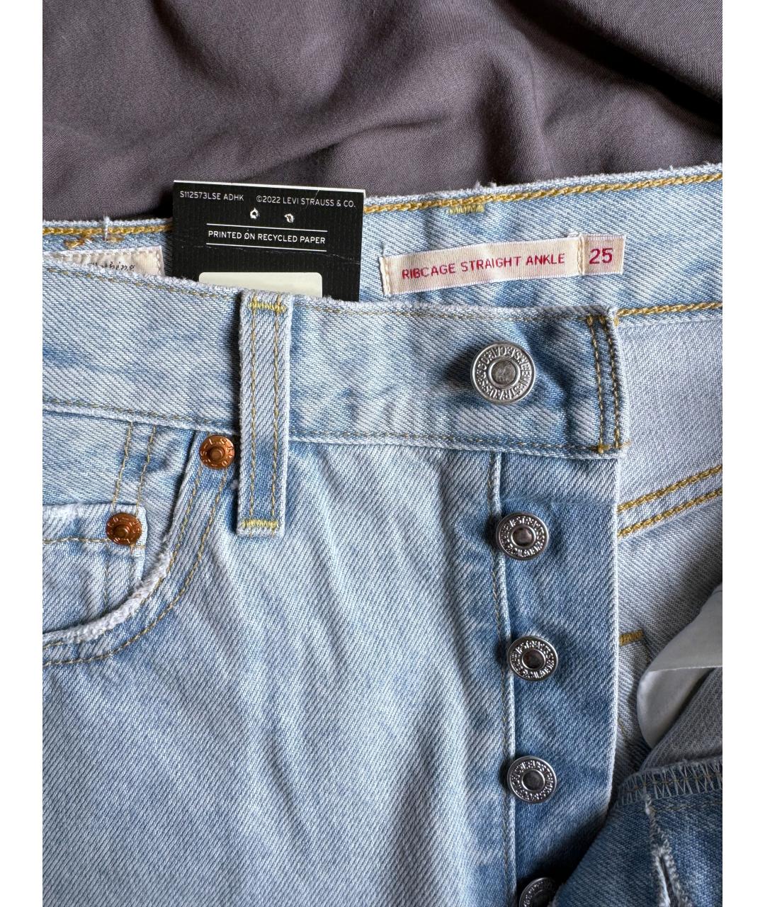 LEVI'S Голубые хлопковые прямые джинсы, фото 4