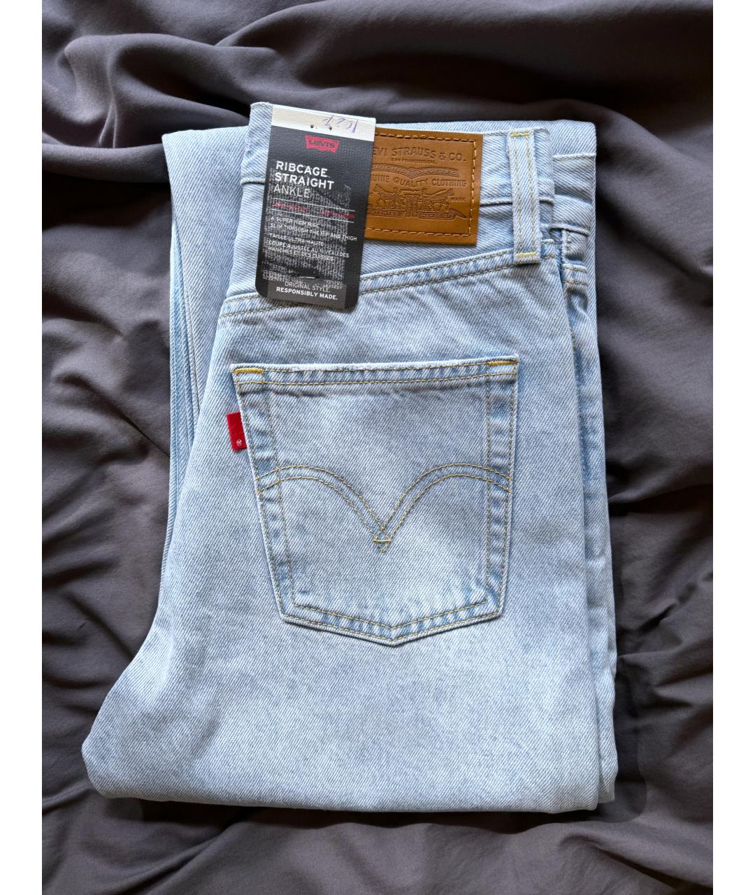 LEVI'S Голубые хлопковые прямые джинсы, фото 2