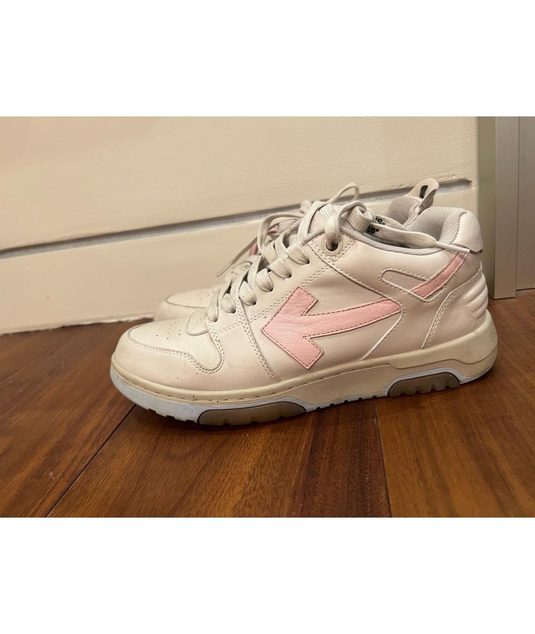 OFF-WHITE Бежевые кожаные кроссовки, фото 5