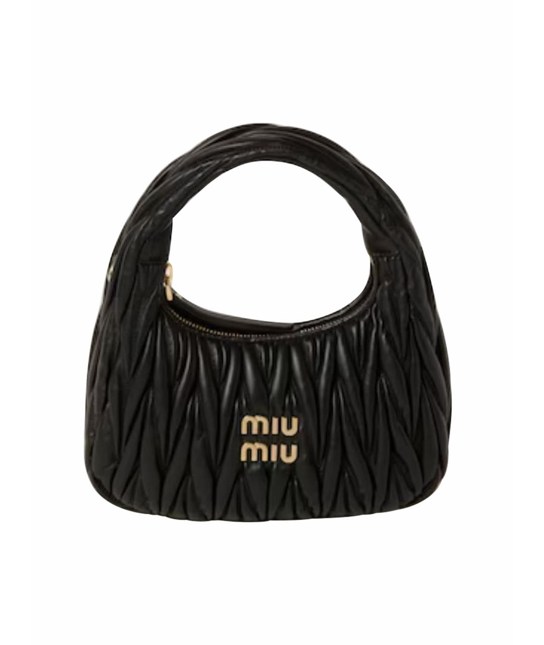 MIU MIU Черная кожаная сумка с короткими ручками, фото 1