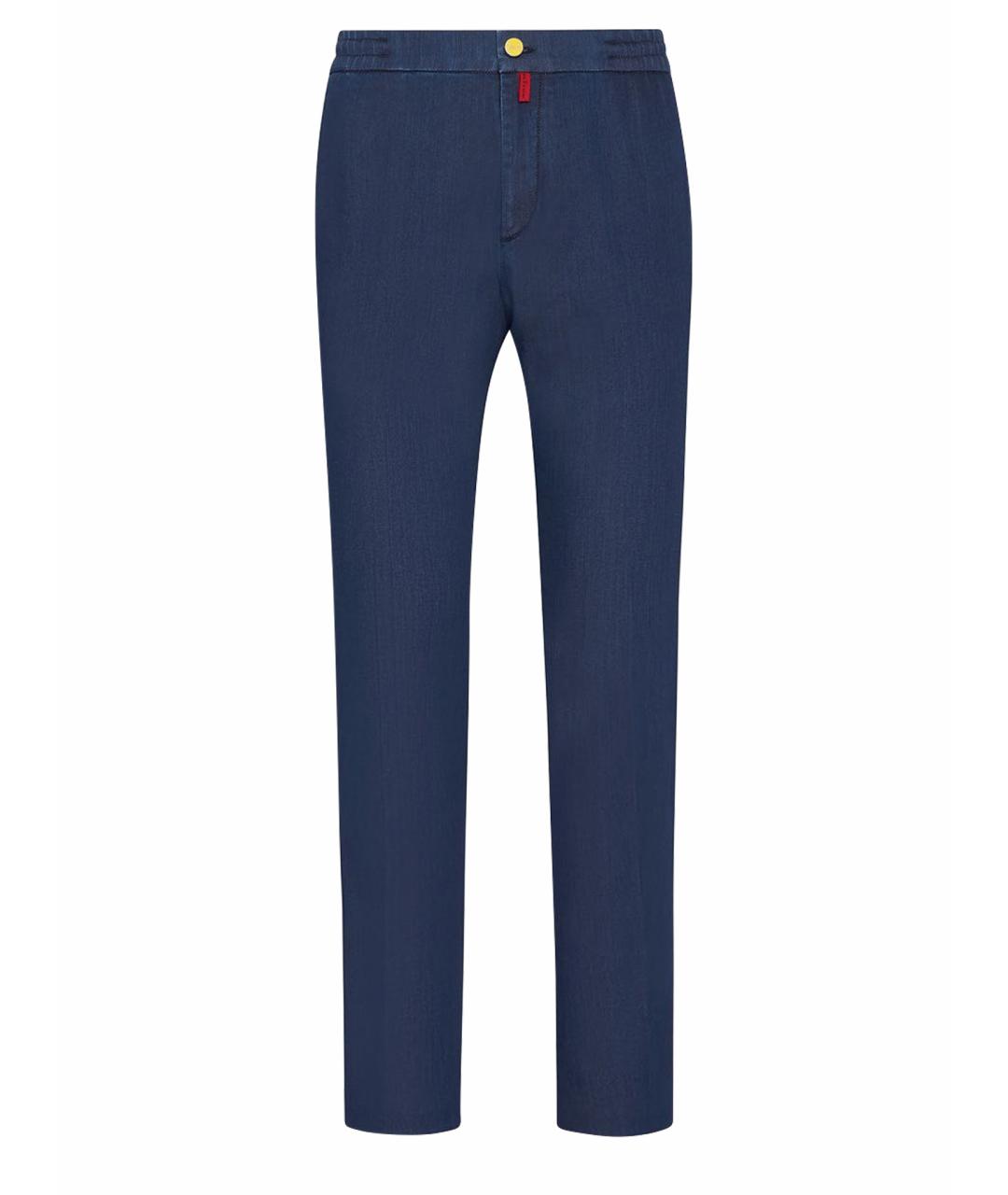 KITON Синие хлопко-эластановые повседневные брюки, фото 1