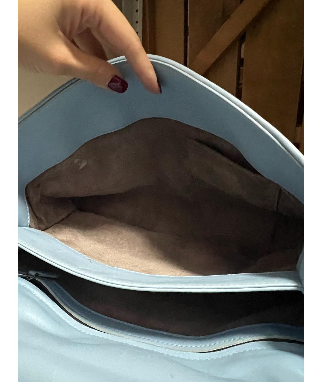 BOTTEGA VENETA Голубая кожаная сумка с короткими ручками, фото 4