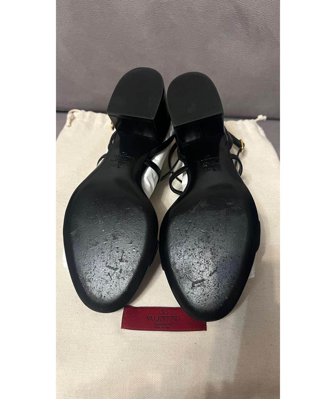 VALENTINO Черные кожаные босоножки, фото 5