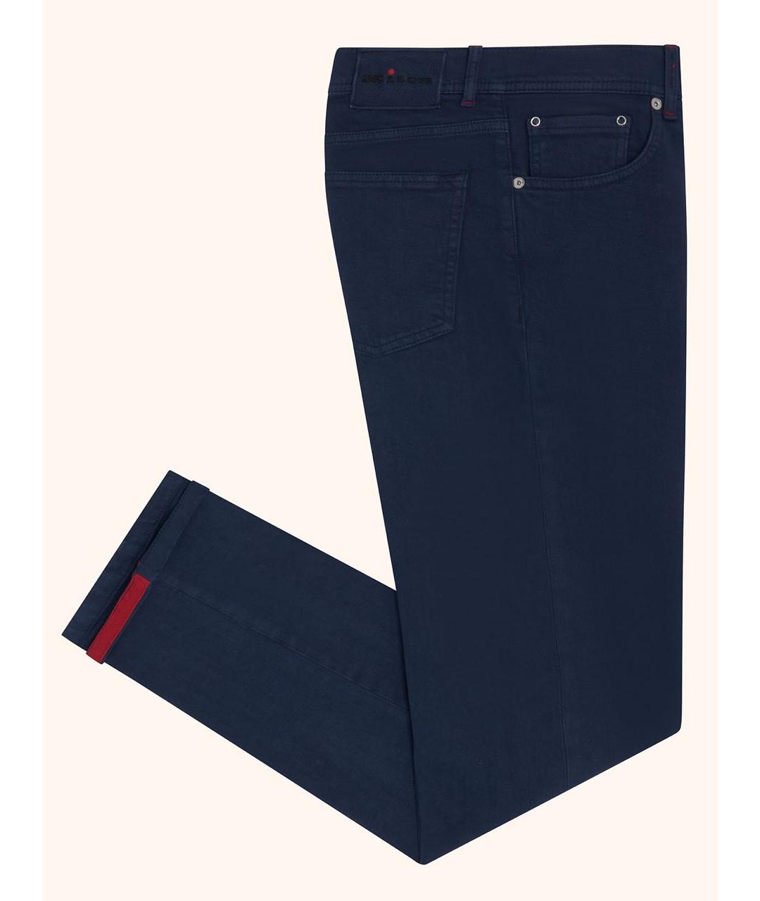 KITON Темно-синие хлопко-эластановые прямые джинсы, фото 5