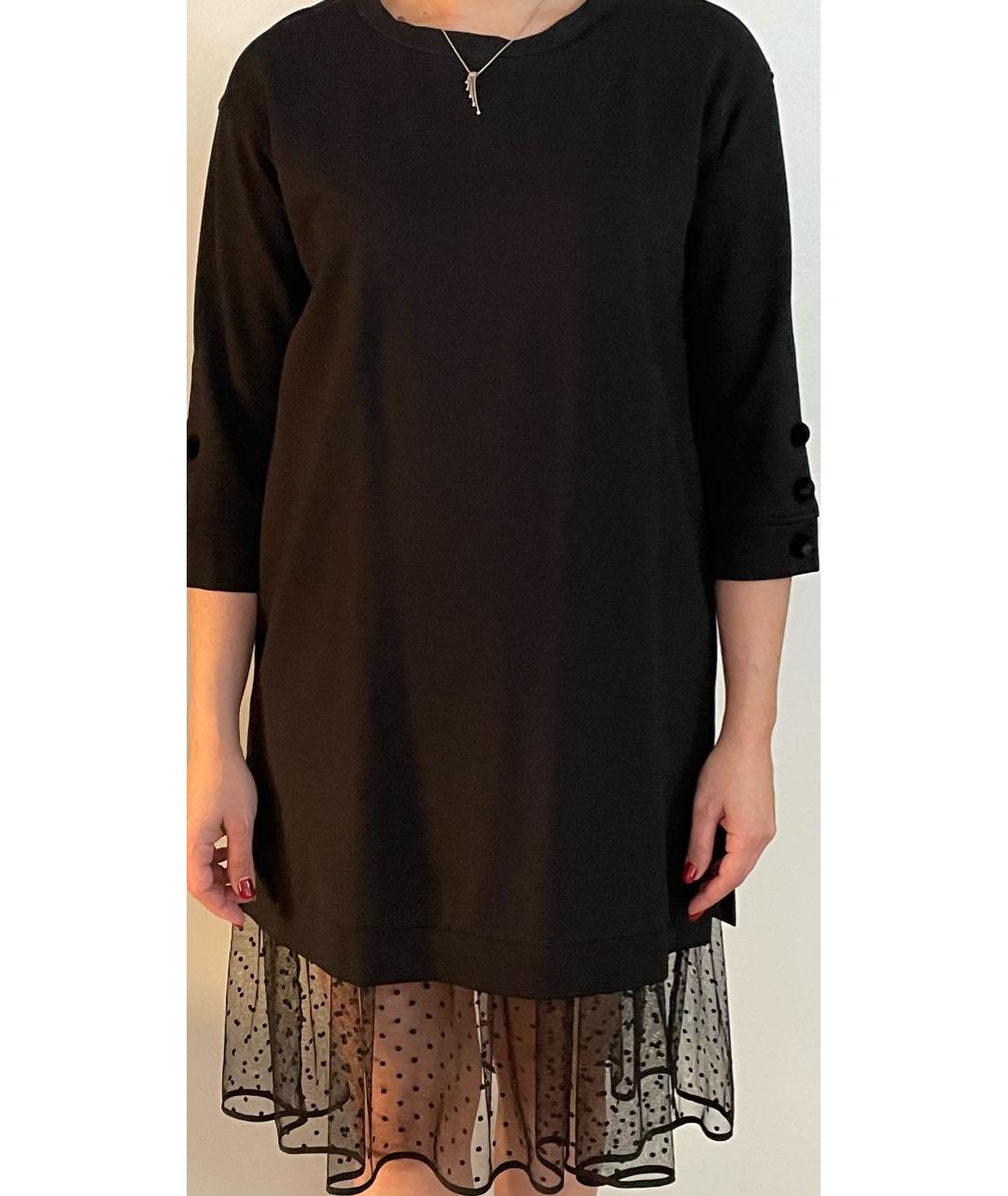TWIN-SET Черное вискозное повседневное платье, фото 7
