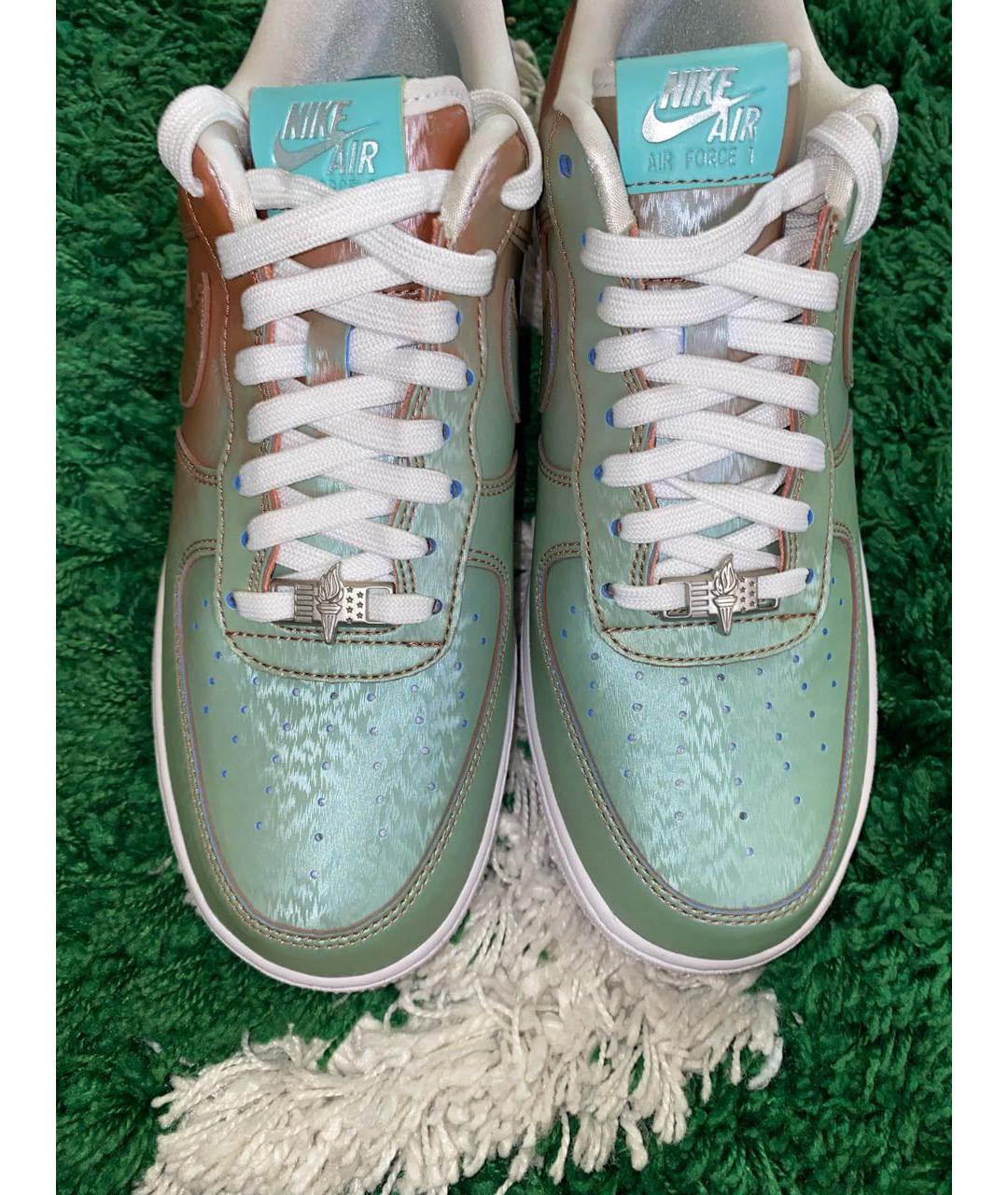 NIKE Бирюзовые низкие кроссовки / кеды из экзотической кожи, фото 5