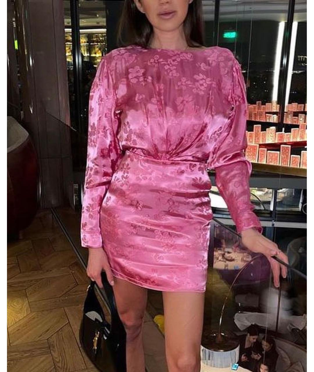 THE ATTICO Розовое вискозное коктейльное платье, фото 4