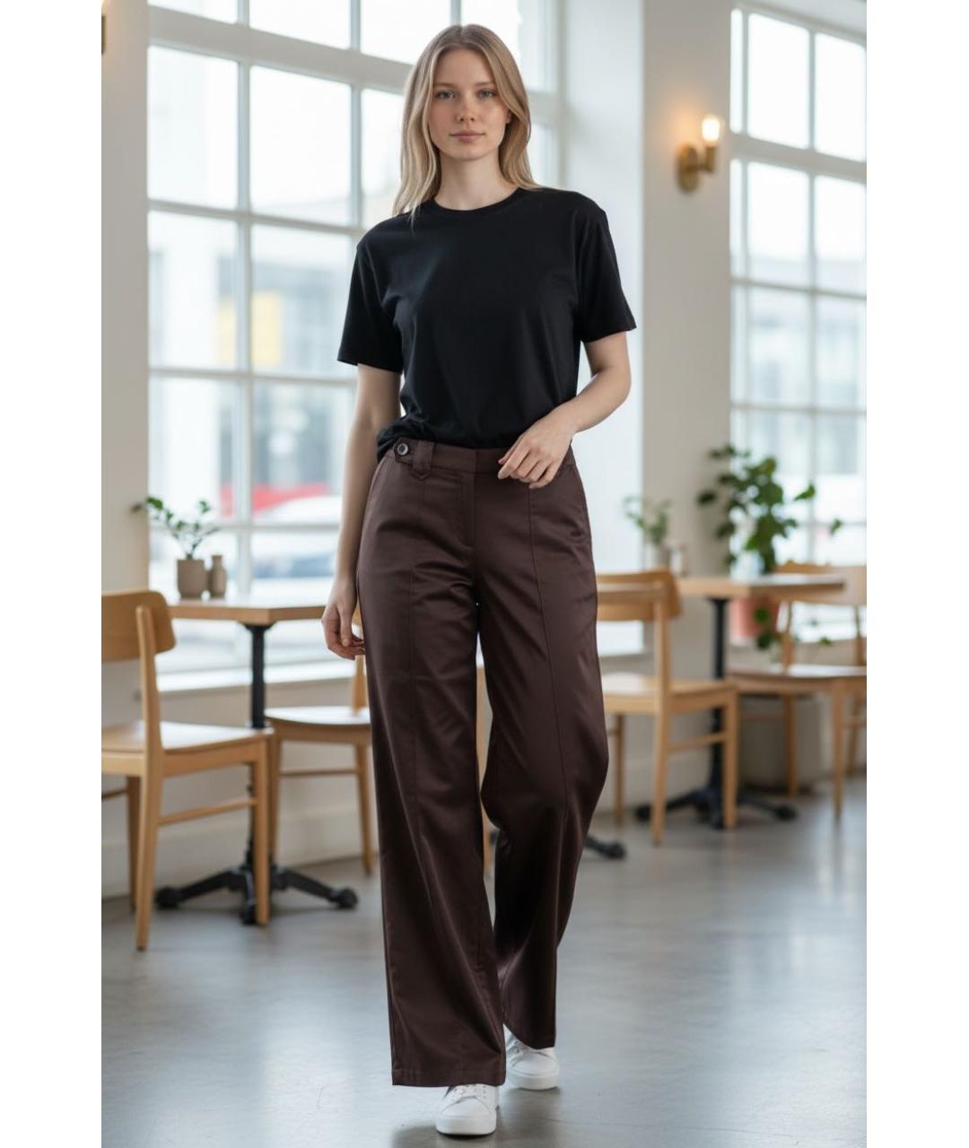 ESCADA Коричневые хлопковые брюки широкие, фото 5