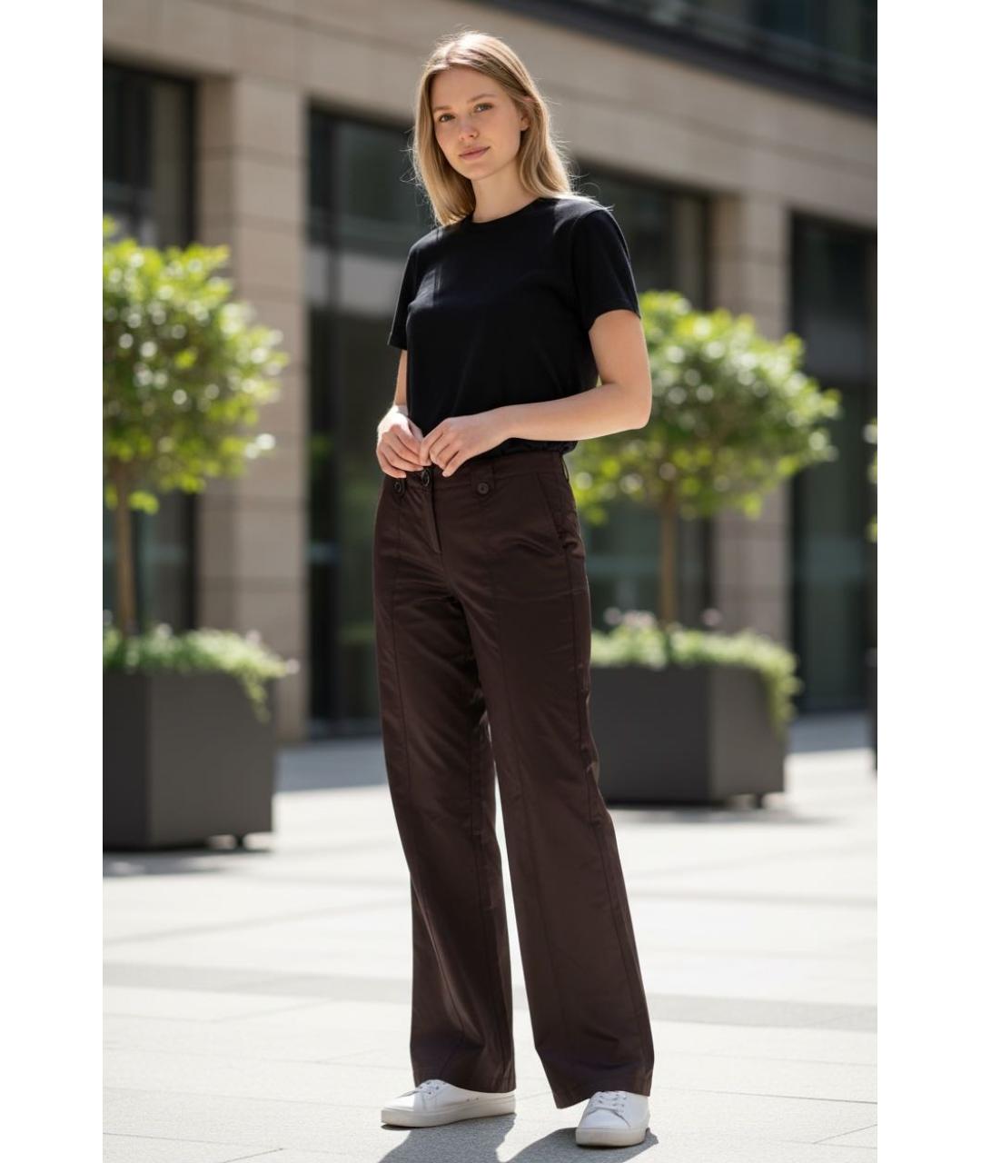 ESCADA Коричневые хлопковые брюки широкие, фото 6