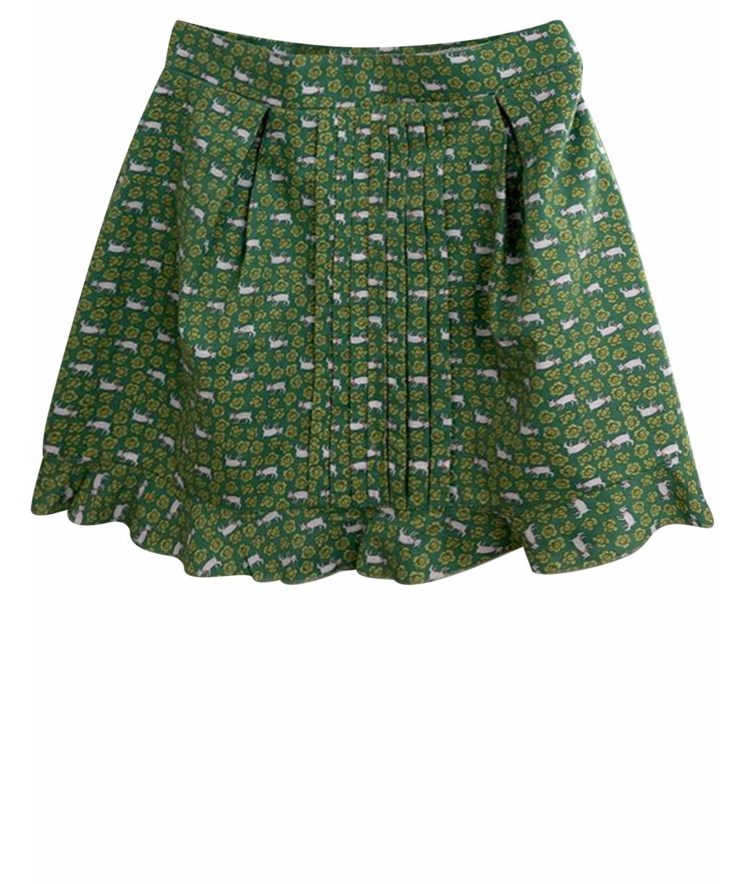 ULYANA SERGEENKO Зеленая хлопковая юбка мини, фото 1