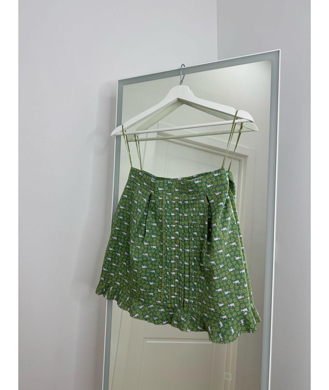 ULYANA SERGEENKO Зеленая хлопковая юбка мини, фото 7