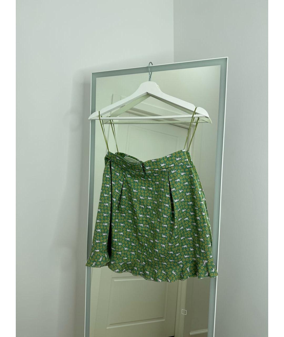 ULYANA SERGEENKO Зеленая хлопковая юбка мини, фото 5