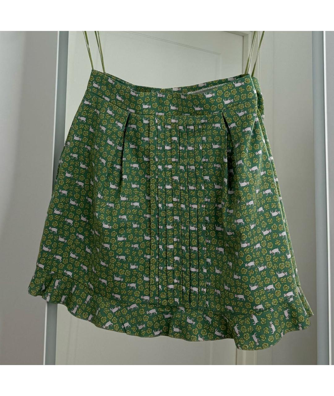 ULYANA SERGEENKO Зеленая хлопковая юбка мини, фото 6