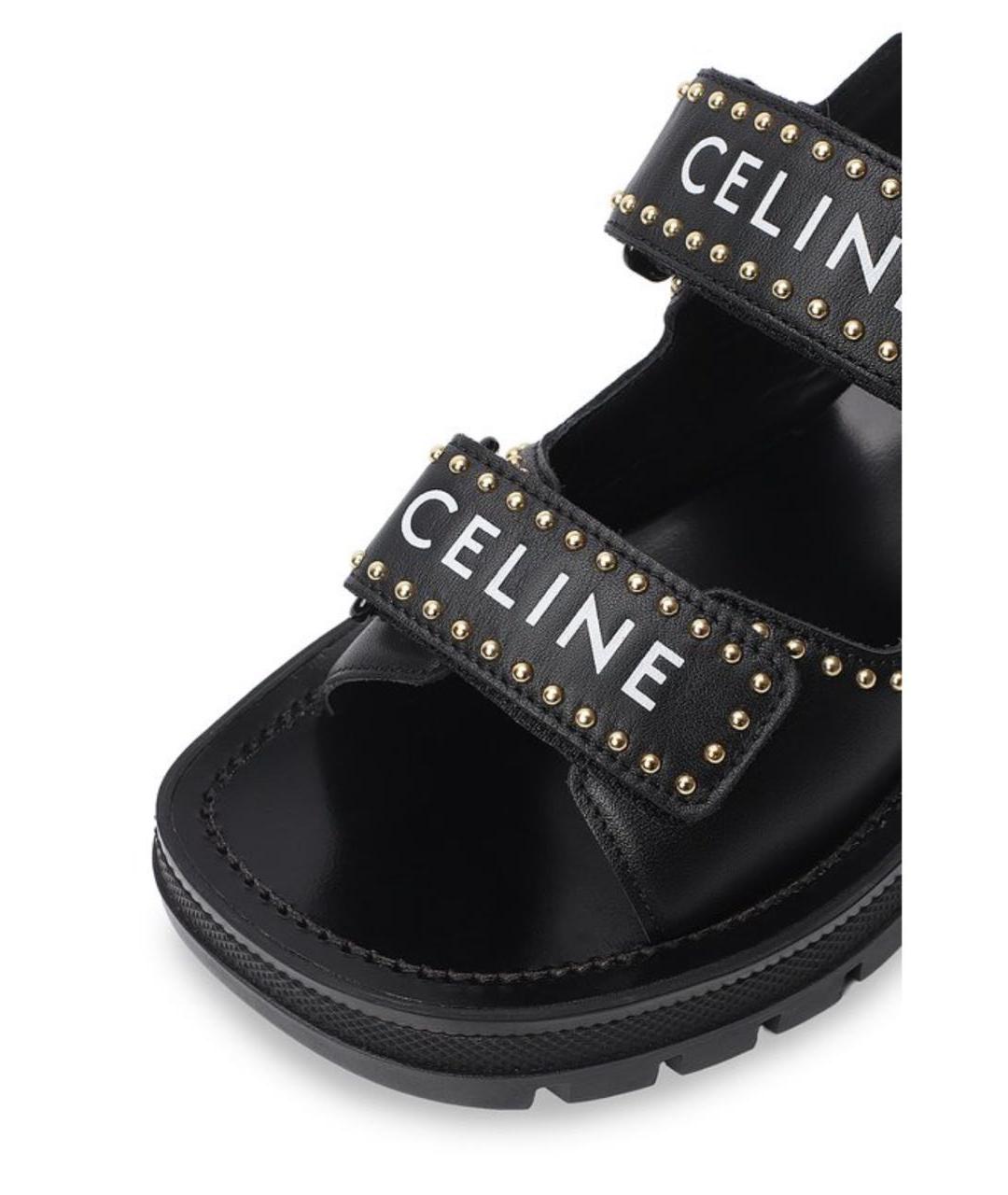 CELINE Черные кожаные босоножки, фото 3