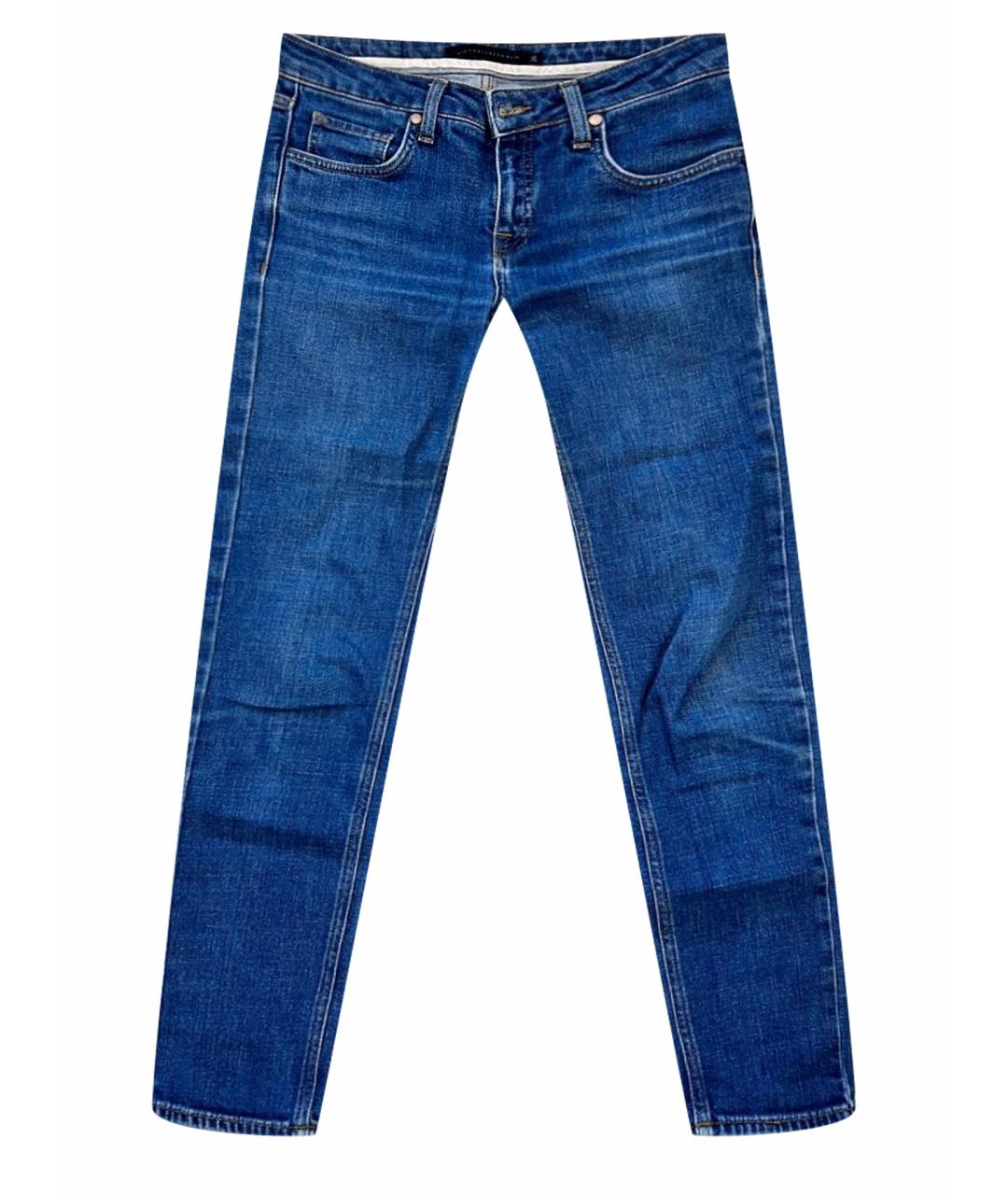 VICTORIA BECKHAM Синие хлопковые джинсы слим, фото 1