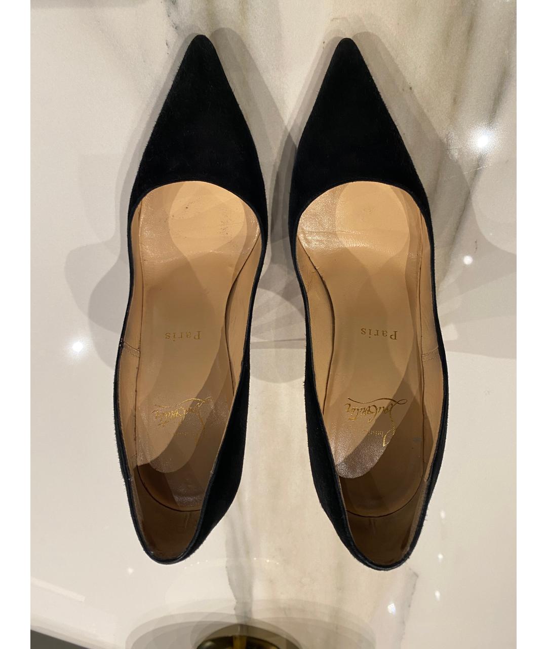 CHRISTIAN LOUBOUTIN Черные замшевые туфли, фото 2
