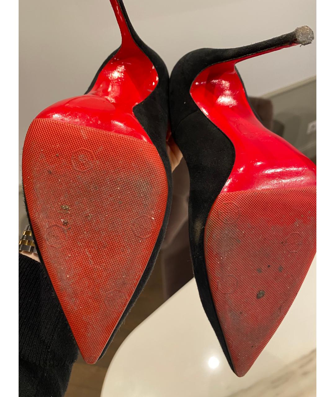 CHRISTIAN LOUBOUTIN Черные замшевые туфли, фото 5