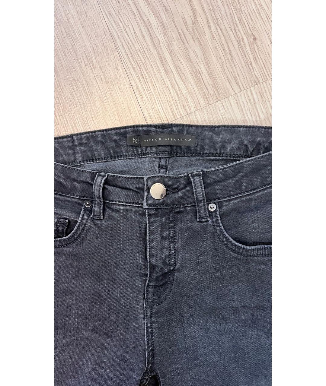 VICTORIA BECKHAM Серые хлопко-эластановые джинсы слим, фото 3