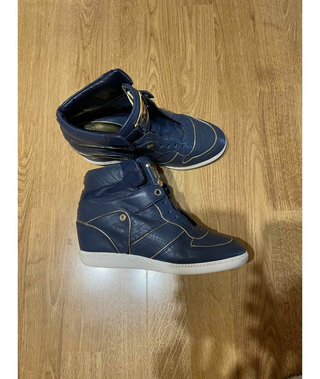 MICHAEL KORS Темно-синие кожаные кроссовки, фото 9