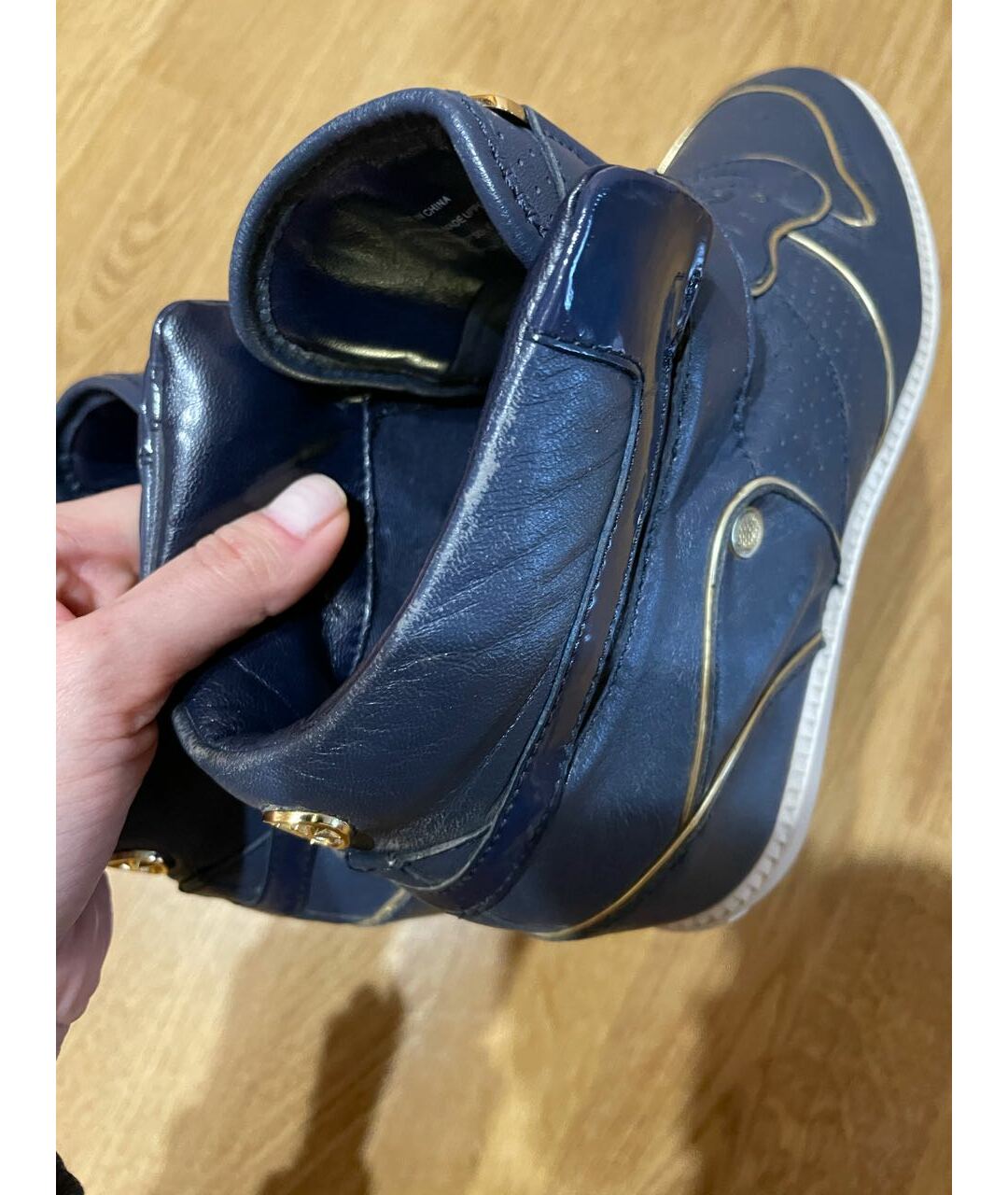 MICHAEL KORS Темно-синие кожаные кроссовки, фото 5