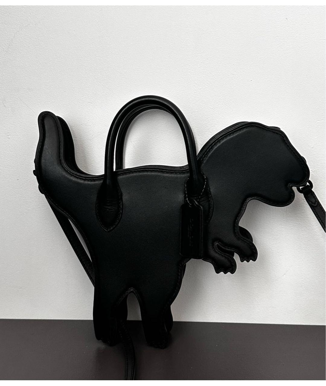 COACH Черная кожаная сумка с короткими ручками, фото 5
