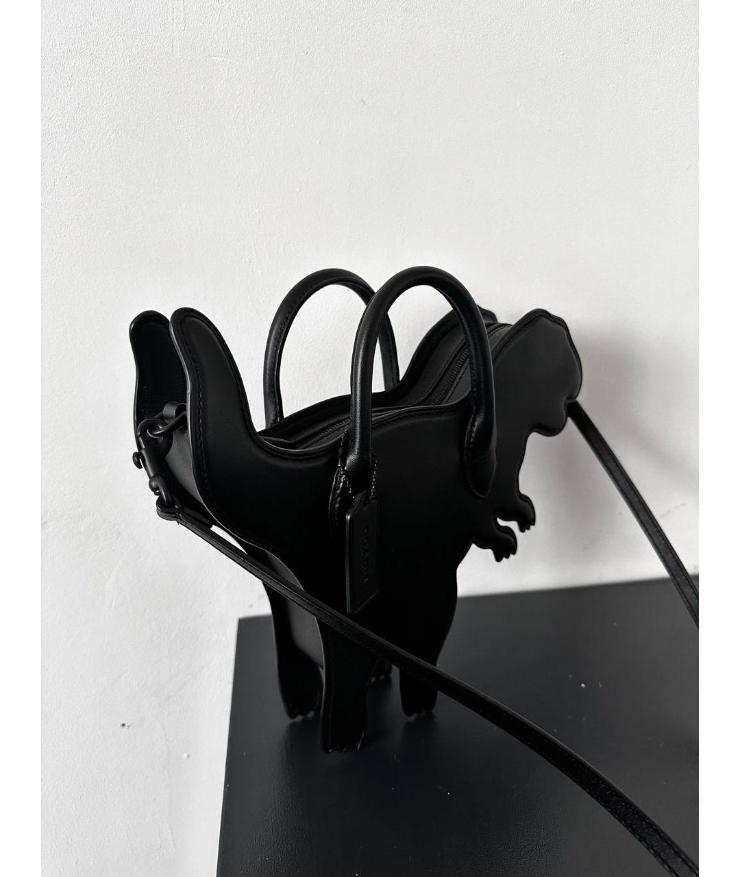 COACH Черная кожаная сумка с короткими ручками, фото 2