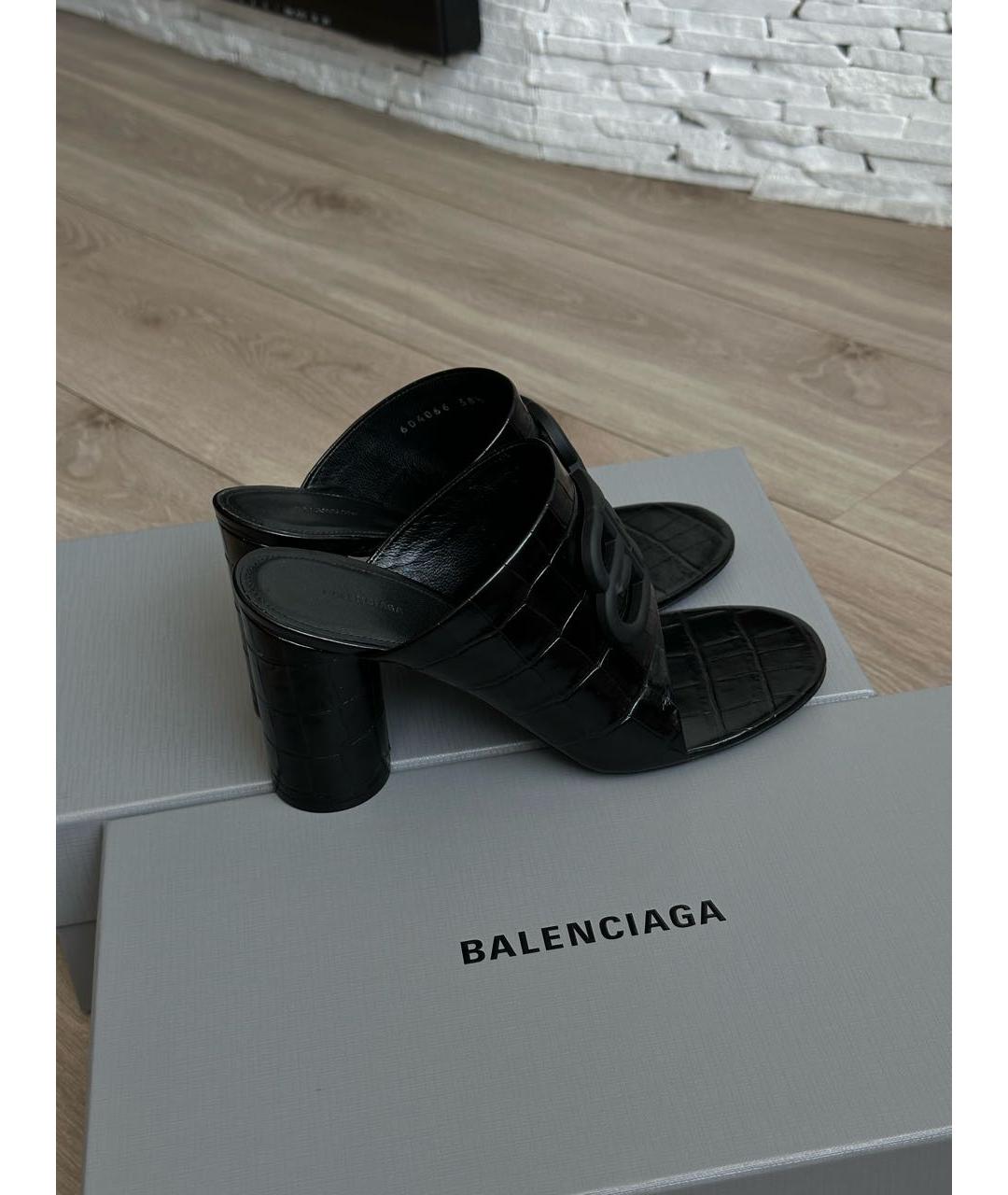 BALENCIAGA Черные мюли из искусственной кожи, фото 6