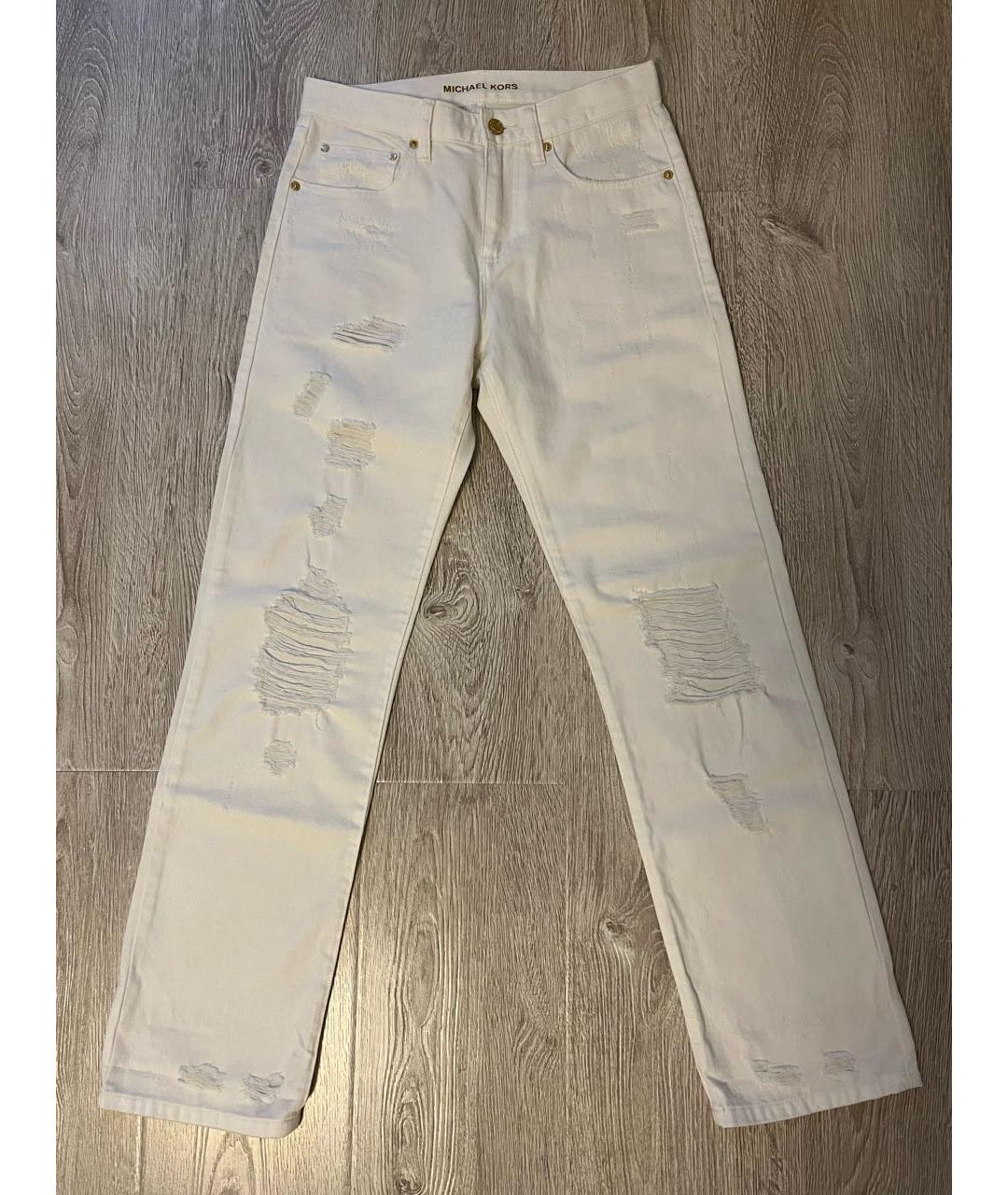 MICHAEL MICHAEL KORS Белые хлопковые прямые джинсы, фото 9