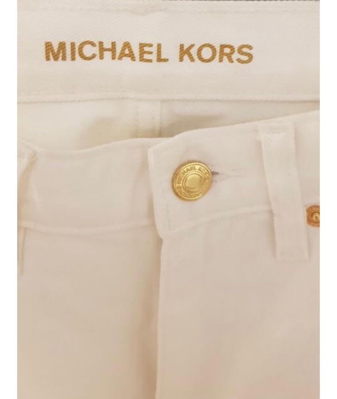 MICHAEL MICHAEL KORS Белые хлопковые прямые джинсы, фото 4