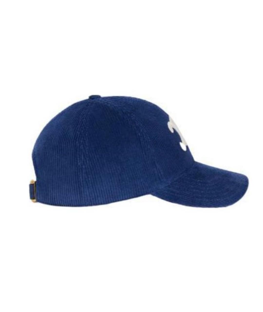 CELINE PRE-OWNED Темно-синяя бархатная кепка, фото 2