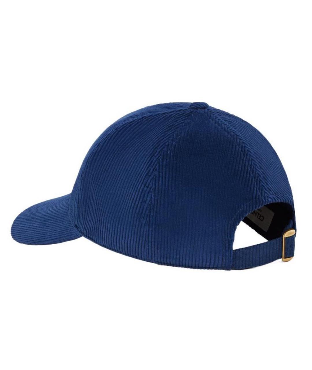 CELINE PRE-OWNED Темно-синяя бархатная кепка, фото 3
