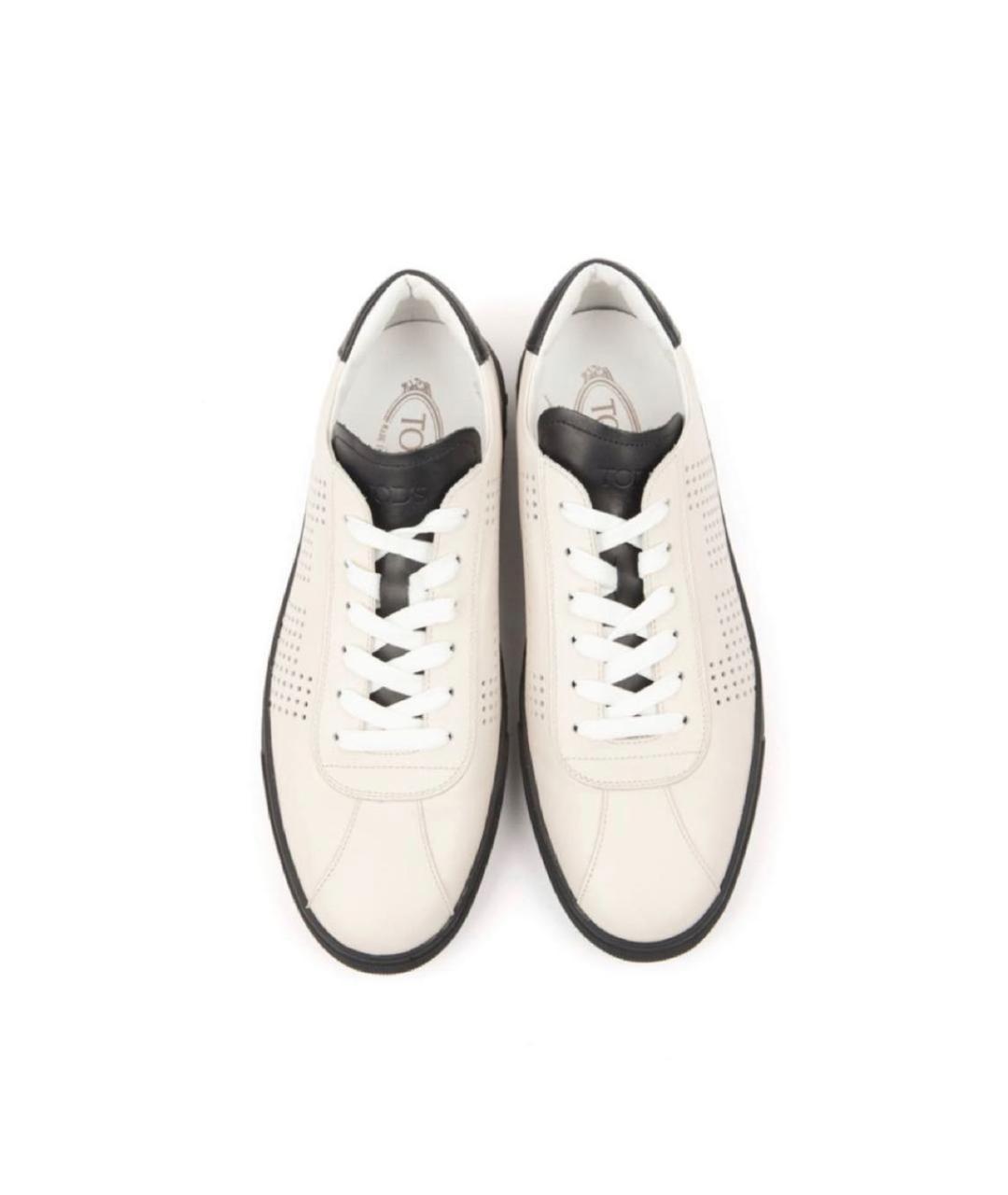 TOD'S Белые кожаные низкие кроссовки / кеды, фото 4
