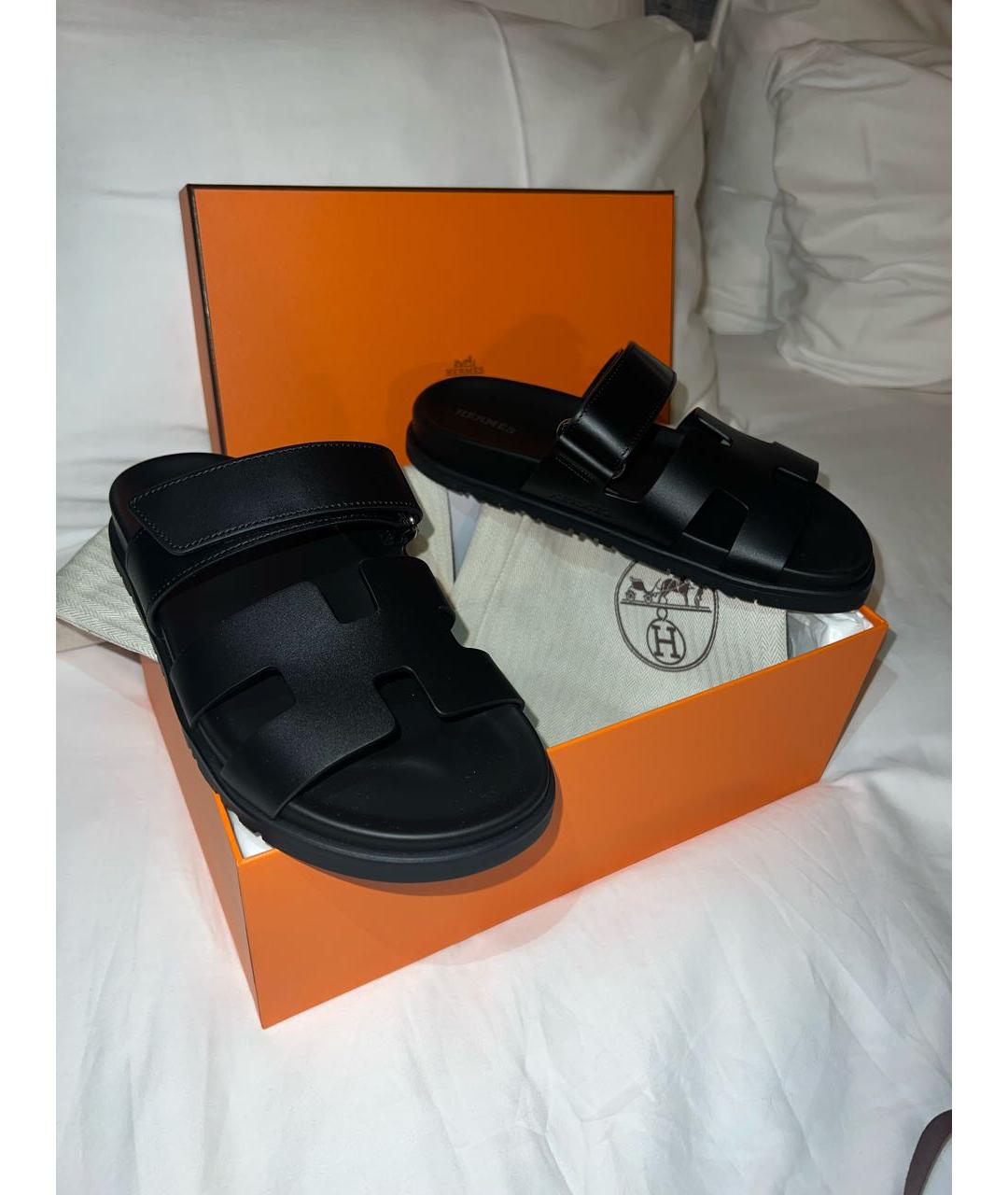 HERMES PRE-OWNED Черные кожаные сандалии, фото 4
