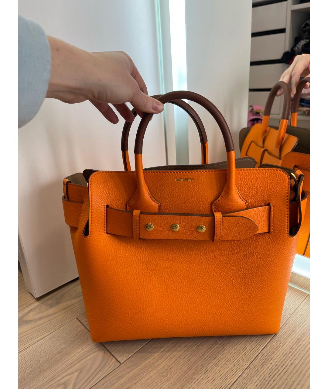 BURBERRY Оранжевая кожаная сумка тоут, фото 4