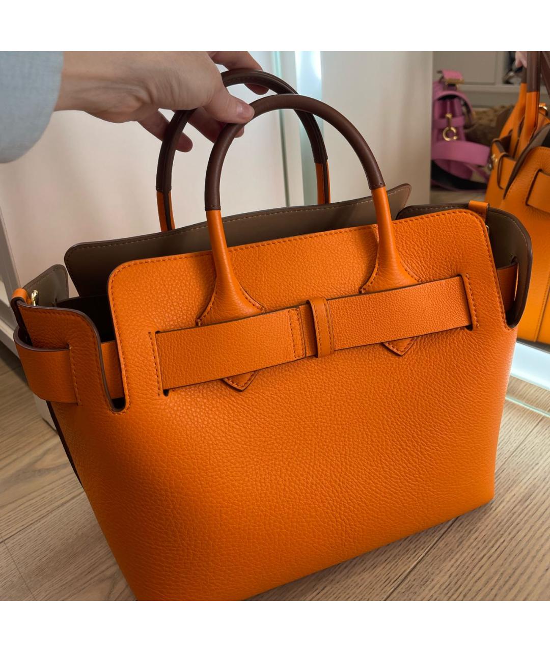 BURBERRY Оранжевая кожаная сумка тоут, фото 2
