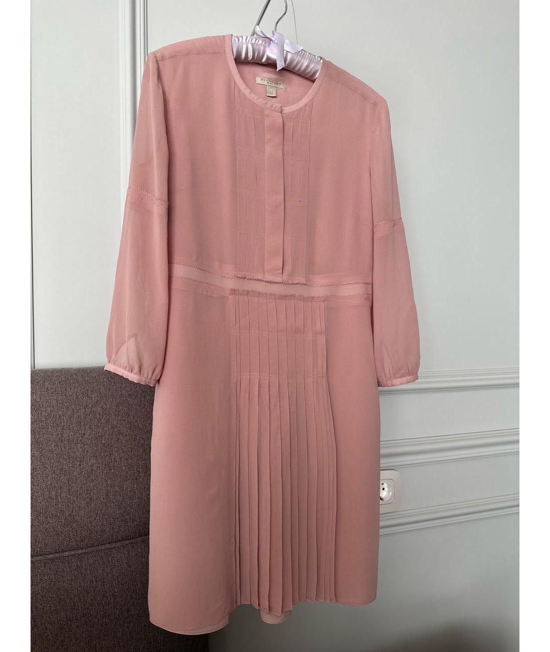 BURBERRY Розовое шелковое повседневное платье, фото 5