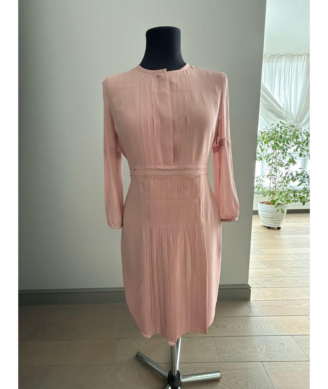 BURBERRY Розовое шелковое повседневное платье, фото 2