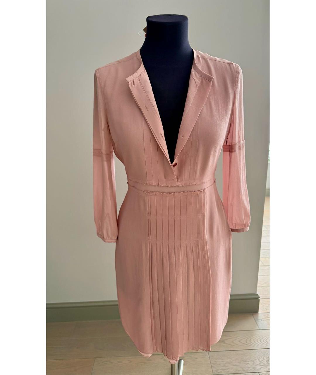 BURBERRY Розовое шелковое повседневное платье, фото 7