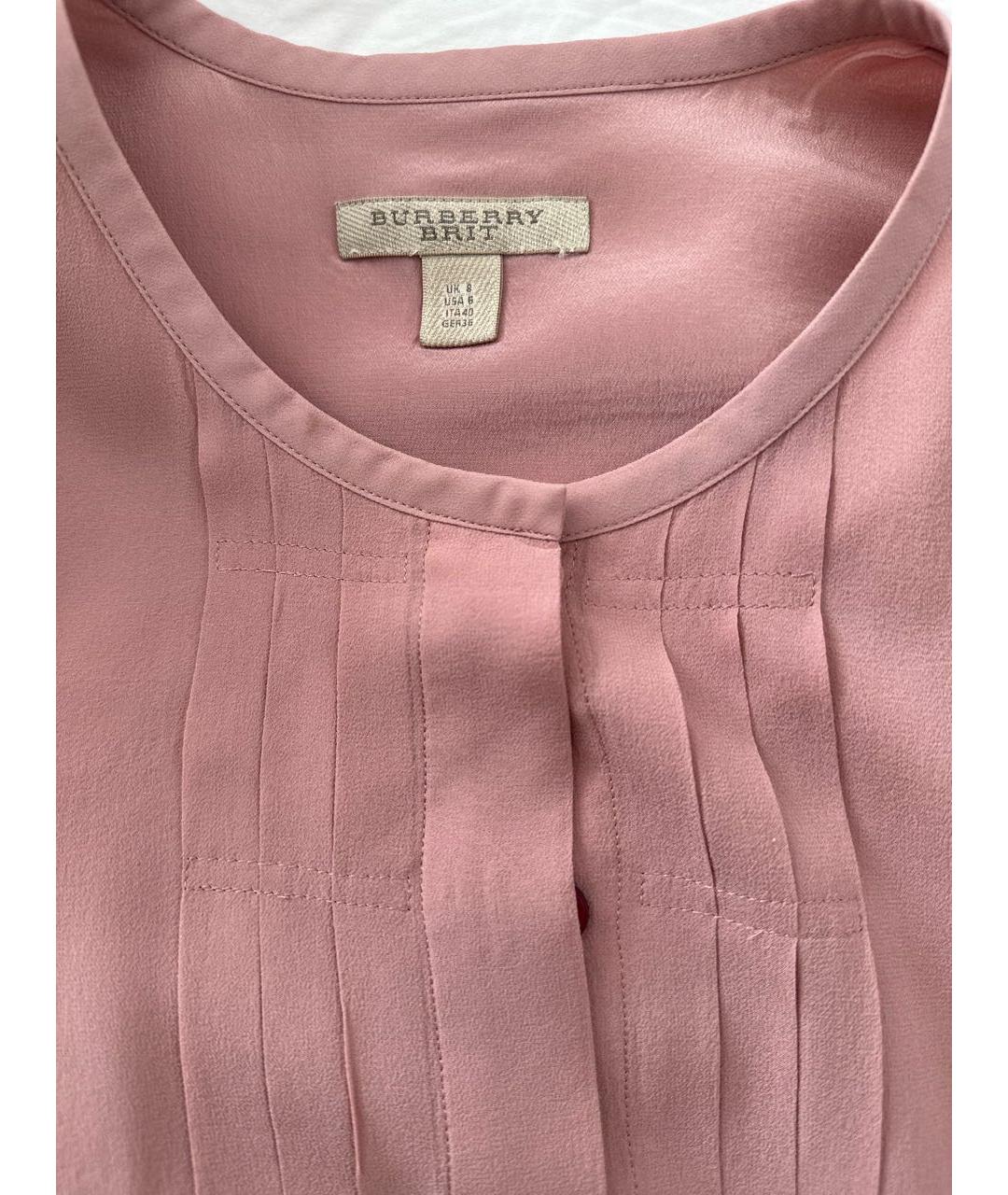BURBERRY Розовое шелковое повседневное платье, фото 3
