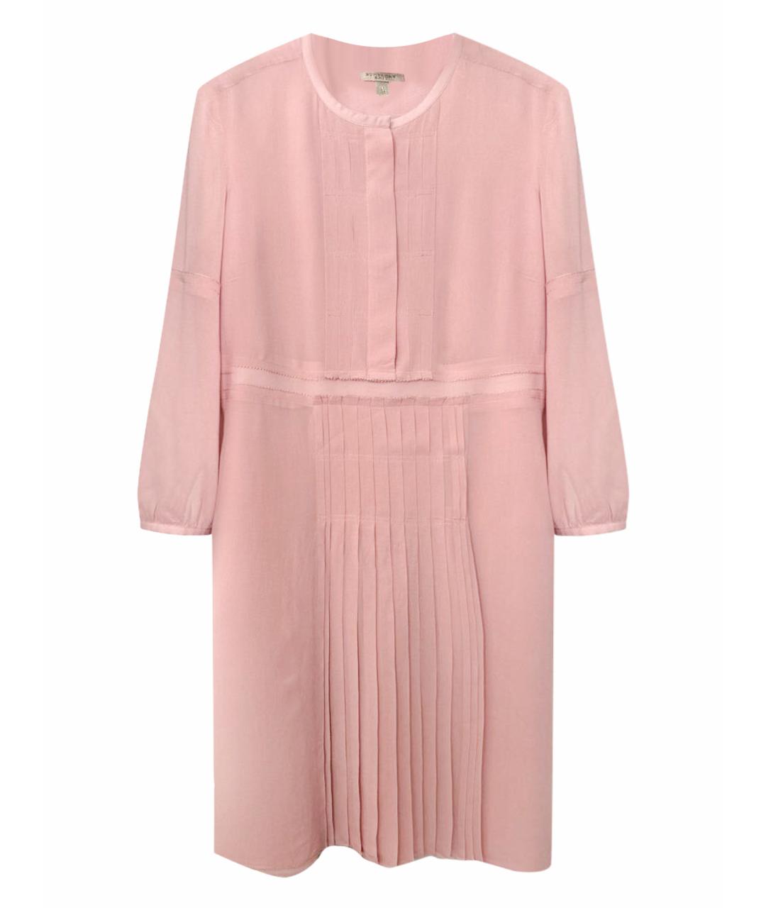 BURBERRY Розовое шелковое повседневное платье, фото 1