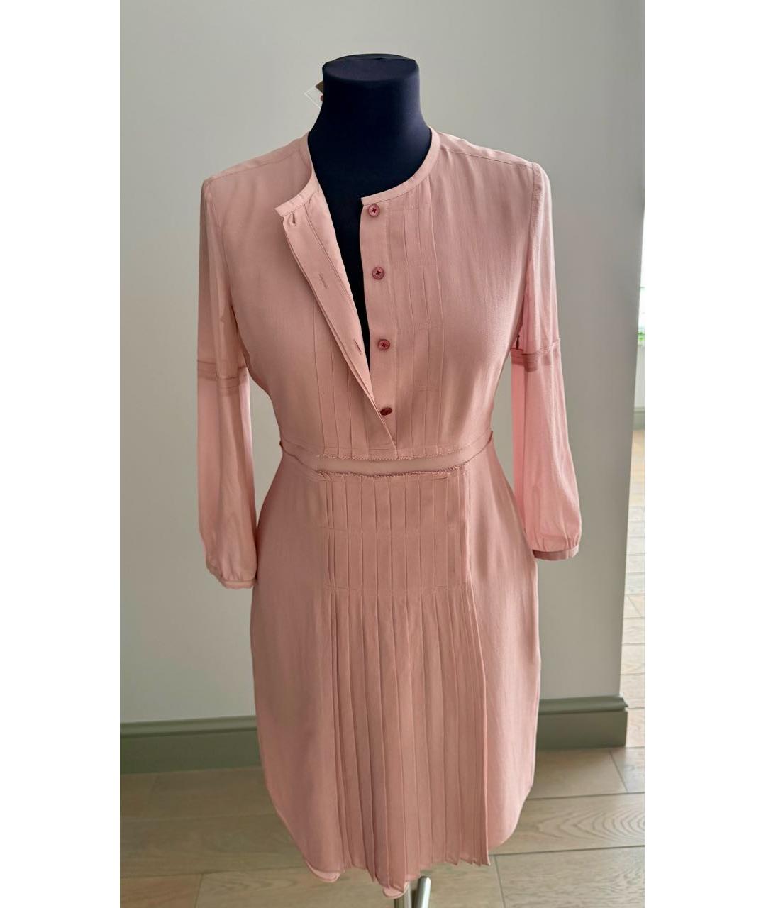 BURBERRY Розовое шелковое повседневное платье, фото 6